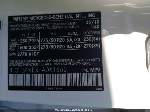 Photo 8 VIN: 4JGFB4KE5LA061665 - MERCEDES-BENZ GLE 350 