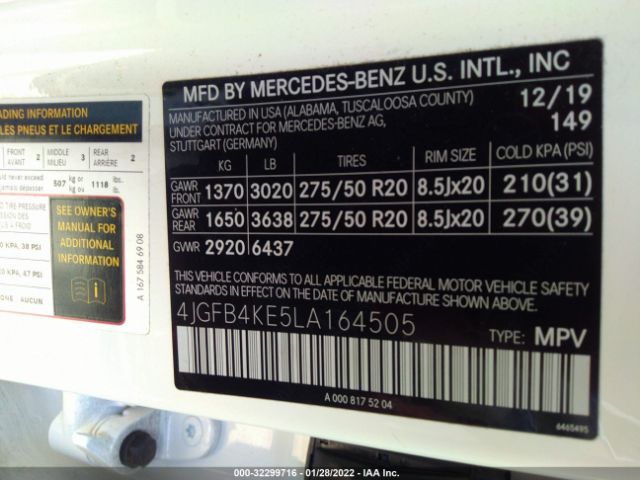 Photo 8 VIN: 4JGFB4KE5LA164505 - MERCEDES-BENZ GLE 