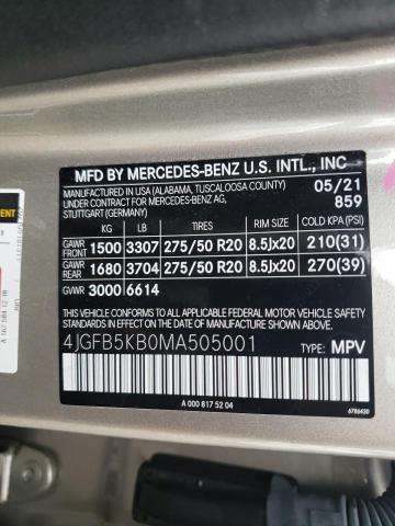 Photo 12 VIN: 4JGFB5KB0MA505001 - MERCEDES-BENZ GLE 450 4M 