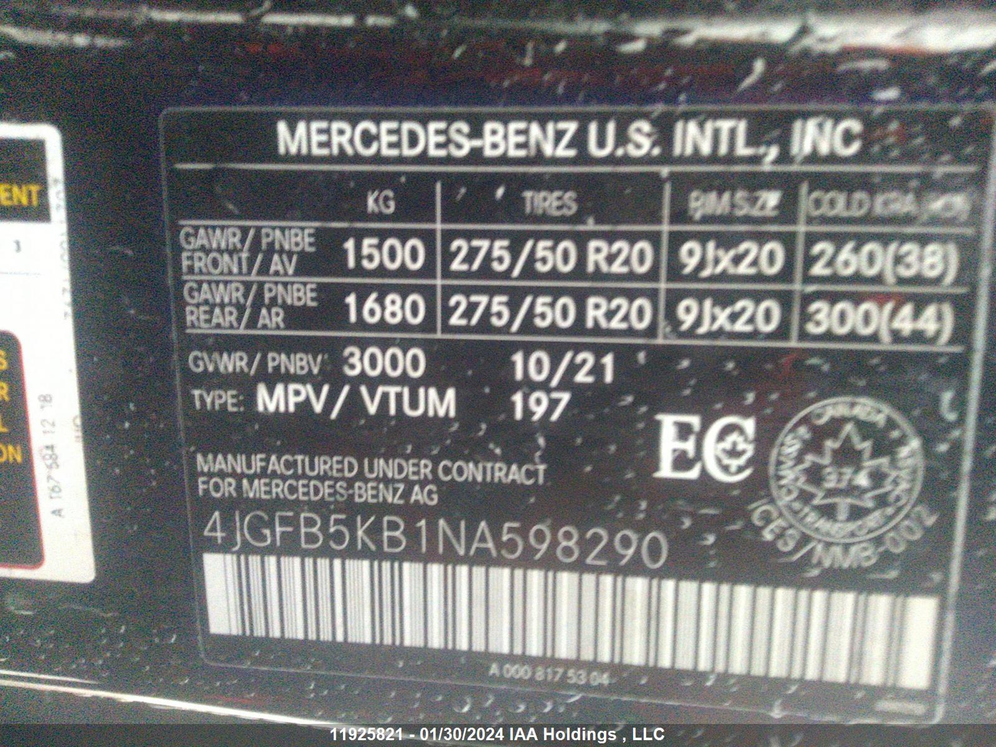 Photo 8 VIN: 4JGFB5KB1NA598290 - MERCEDES-BENZ GLE 