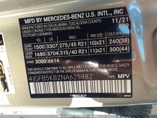 Photo 8 VIN: 4JGFB5KB2NA625982 - MERCEDES-BENZ GLE 450 