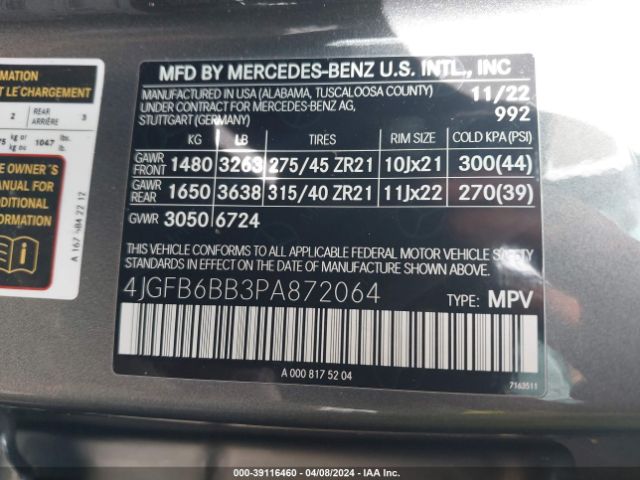 Photo 8 VIN: 4JGFB6BB3PA872064 - MERCEDES-BENZ AMG GLE 53 