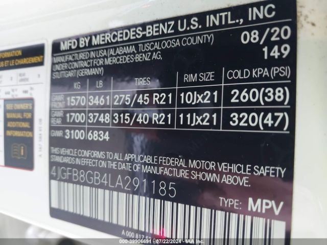 Photo 8 VIN: 4JGFB8GB4LA291185 - MERCEDES-BENZ GLE 580 4M 