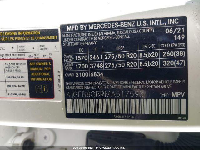 Photo 8 VIN: 4JGFB8GB9MA517593 - MERCEDES-BENZ GLE 580 