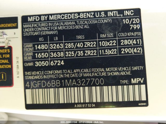 Photo 8 VIN: 4JGFD6BB1MA327700 - MERCEDES-BENZ GLE-CLASS 