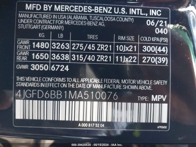 Photo 8 VIN: 4JGFD6BB1MA510076 - MERCEDES-BENZ GLE COUPE 