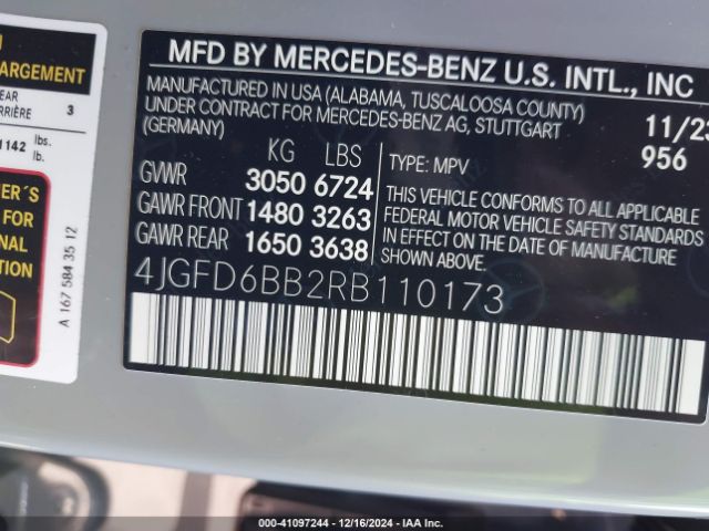 Photo 8 VIN: 4JGFD6BB2RB110173 - MERCEDES-BENZ GLE-CLASS 