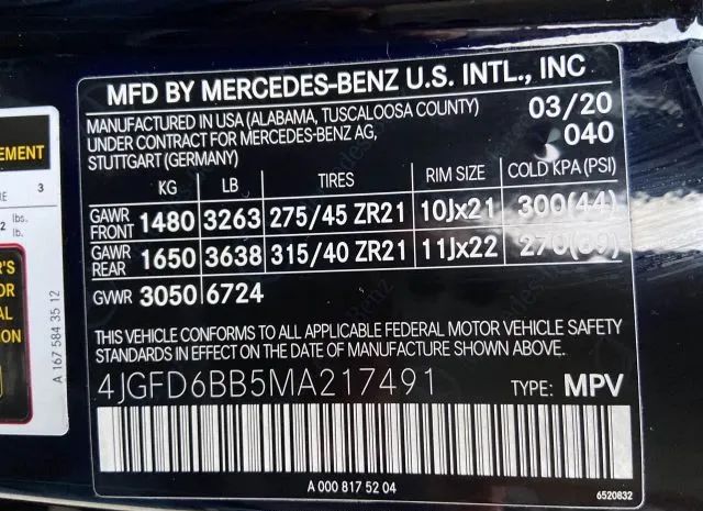 Photo 8 VIN: 4JGFD6BB5MA217491 - MERCEDES-BENZ GLE 