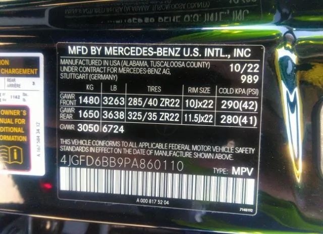 Photo 8 VIN: 4JGFD6BB9PA860110 - MERCEDES-BENZ GLE 