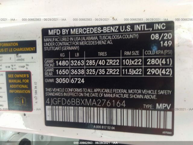 Photo 8 VIN: 4JGFD6BBXMA276164 - MERCEDES-BENZ GLE 