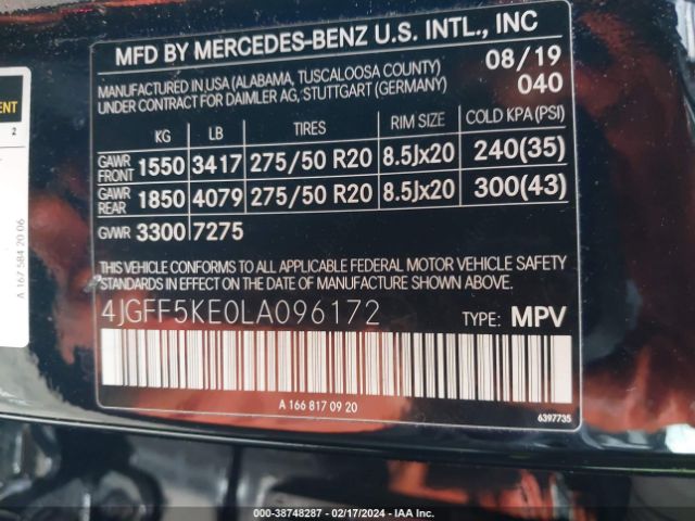 Photo 8 VIN: 4JGFF5KE0LA096172 - MERCEDES-BENZ GLS 450 