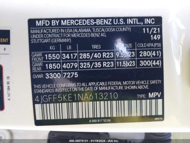 Photo 8 VIN: 4JGFF5KE1NA613210 - MERCEDES-BENZ GLS 450 