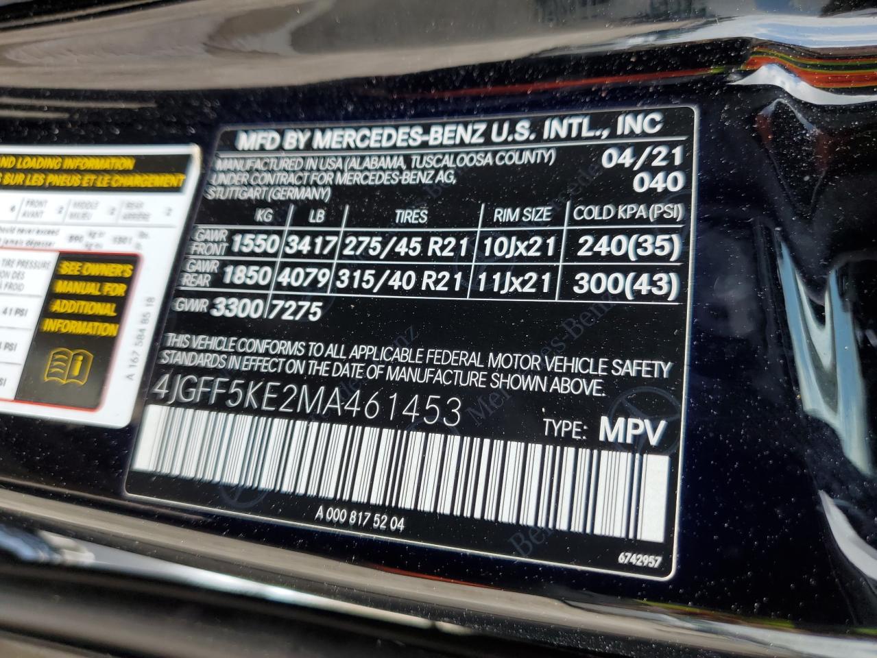 Photo 13 VIN: 4JGFF5KE2MA461453 - MERCEDES-BENZ GLS-KLASSE 