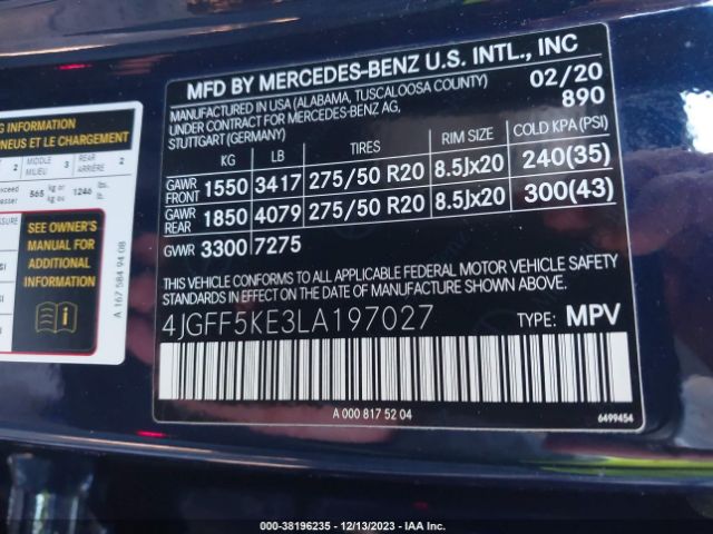 Photo 8 VIN: 4JGFF5KE3LA197027 - MERCEDES-BENZ GLS 450 