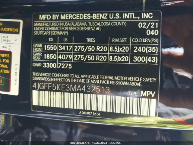 Photo 8 VIN: 4JGFF5KE3MA432513 - MERCEDES-BENZ GLS-CLASS 