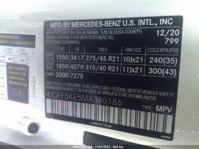 Photo 8 VIN: 4JGFF5KE5MA380186 - MERCEDES-BENZ GLS 