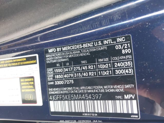 Photo 8 VIN: 4JGFF5KE5MA454397 - MERCEDES-BENZ GLS 450 