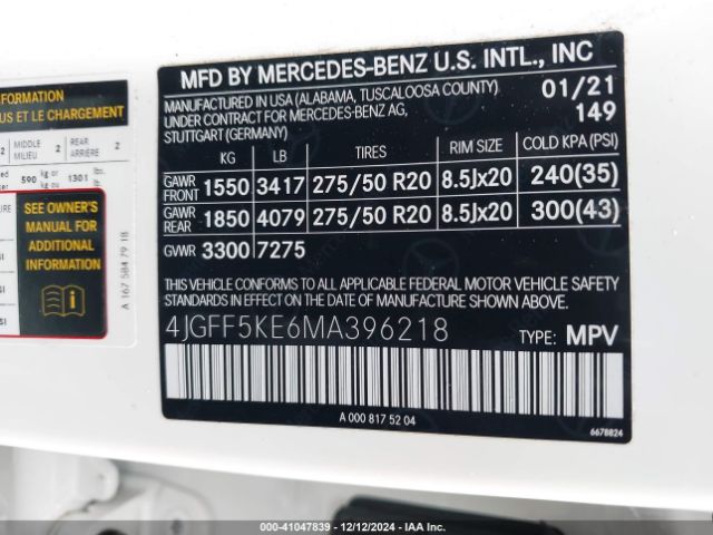 Photo 8 VIN: 4JGFF5KE6MA396218 - MERCEDES-BENZ GLS-CLASS 