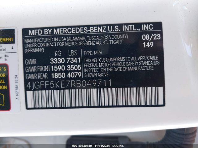 Photo 8 VIN: 4JGFF5KE7RB049711 - MERCEDES-BENZ GLS-CLASS 