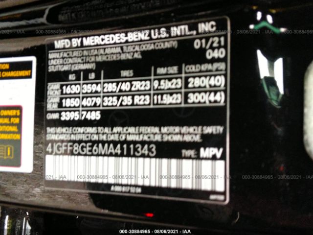 Photo 8 VIN: 4JGFF8GE6MA411343 - MERCEDES-BENZ GLS 