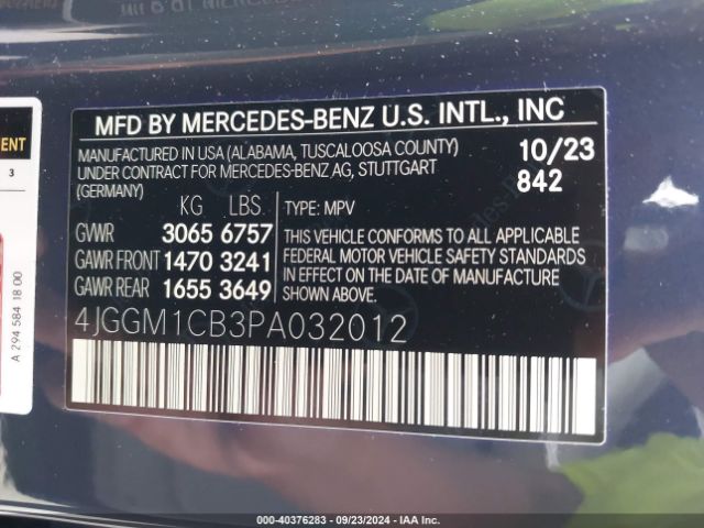 Photo 8 VIN: 4JGGM1CB3PA032012 - MERCEDES-BENZ EQE-CLASS SUV 