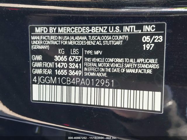 Photo 8 VIN: 4JGGM1CB4PA012951 - MERCEDES-BENZ EQE-CLASS SUV 