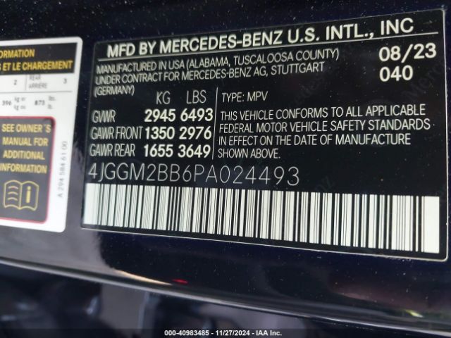 Photo 8 VIN: 4JGGM2BB6PA024493 - MERCEDES-BENZ EQE-CLASS SUV 