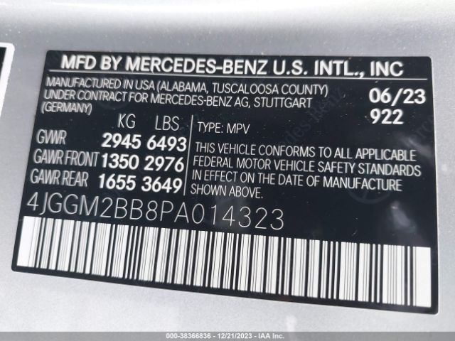 Photo 8 VIN: 4JGGM2BB8PA014323 - MERCEDES-BENZ EQE 350+ SUV 