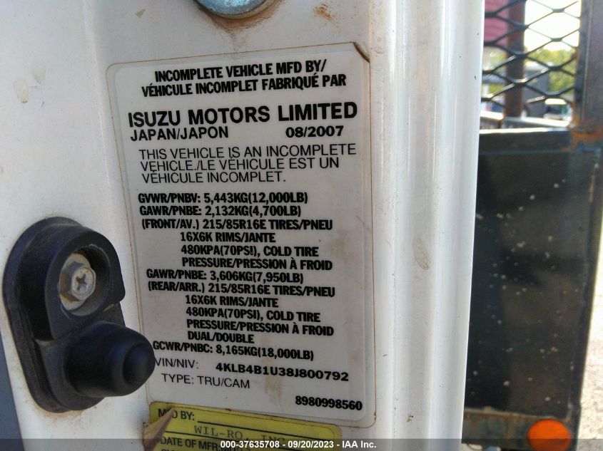 Photo 8 VIN: 4KLB4B1U38J800792 - ISUZU NPR 