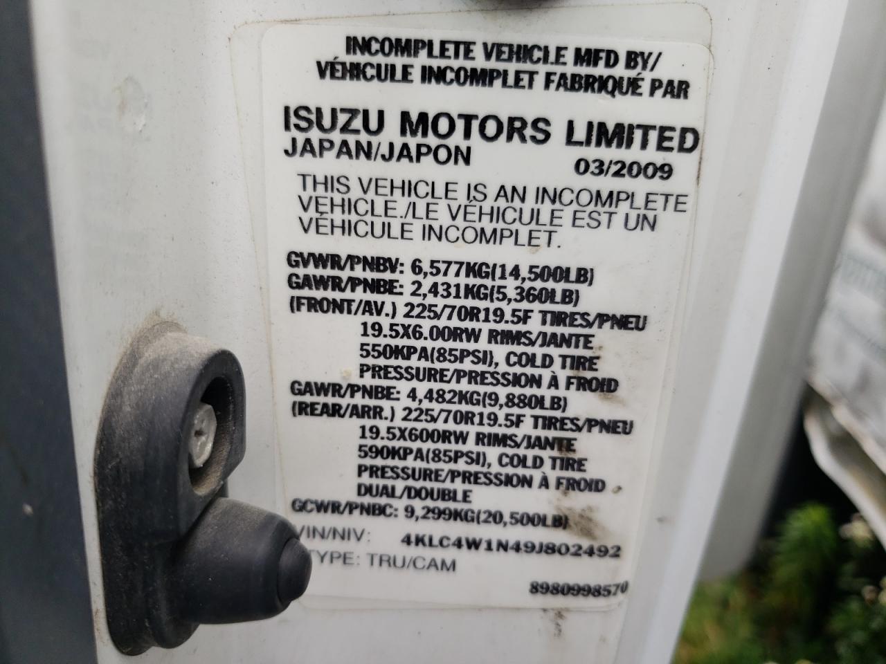 Photo 11 VIN: 4KLC4W1N49J802492 - ISUZU NPR 