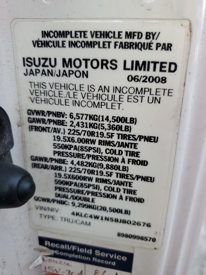 Photo 11 VIN: 4KLC4W1N58J802676 - ISUZU NPR 