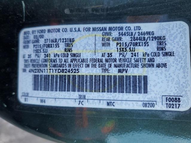 Photo 12 VIN: 4N2XN11T1YD824525 - NISSAN QUEST SE 