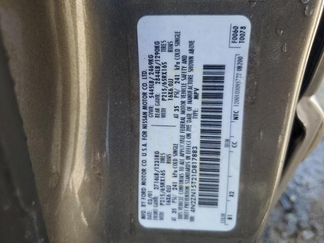 Photo 12 VIN: 4N2ZN15T21D817883 - NISSAN QUEST GXE 