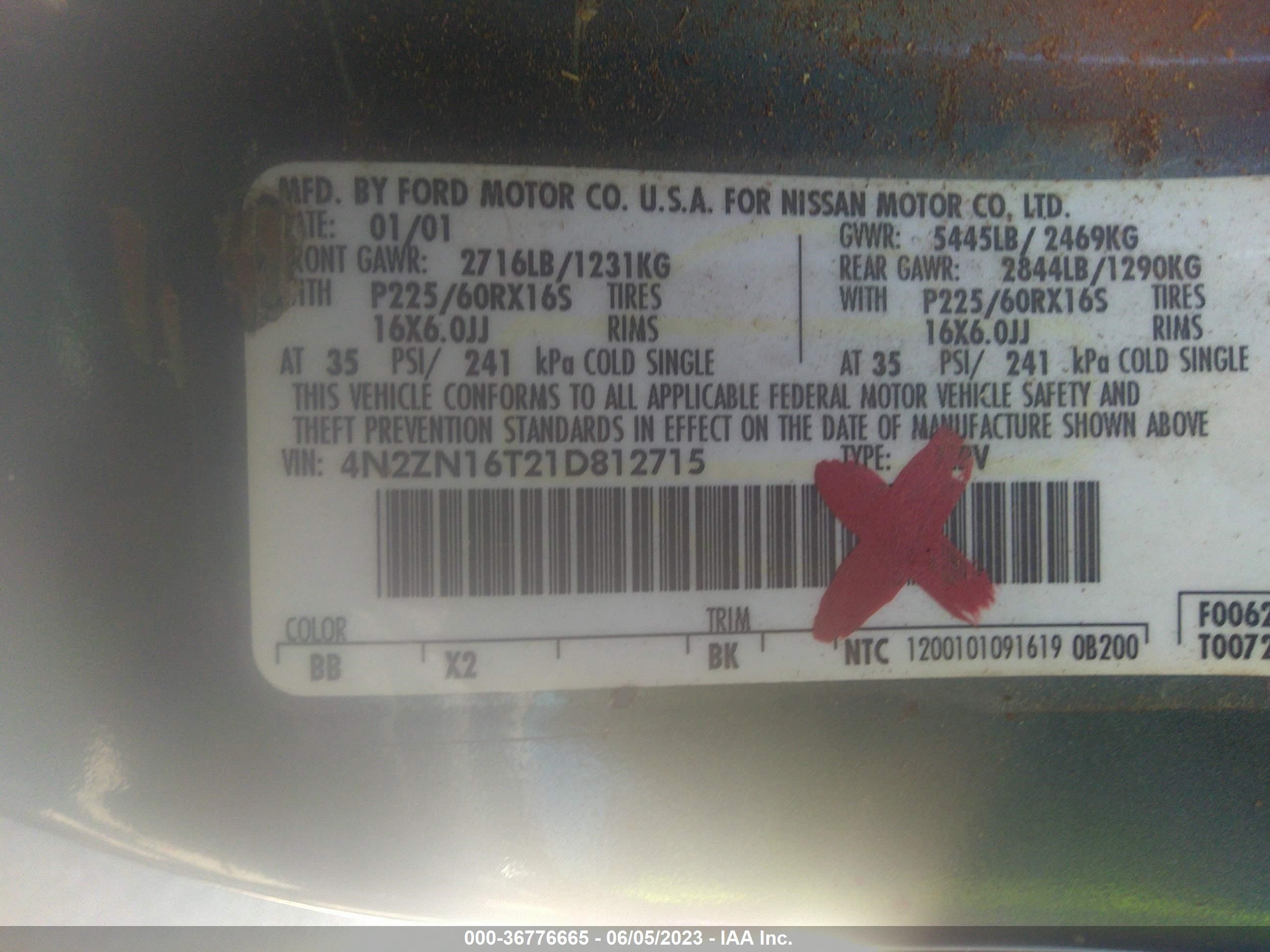 Photo 8 VIN: 4N2ZN16T21D812715 - NISSAN QUEST 