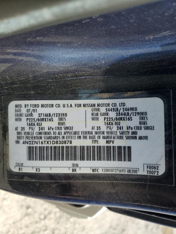 Photo 12 VIN: 4N2ZN16TX1D830878 - NISSAN QUEST 