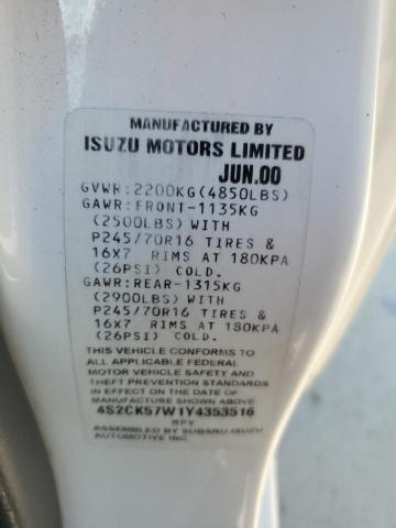 Photo 12 VIN: 4S2CK57W1Y4353516 - ISUZU AMIGO 