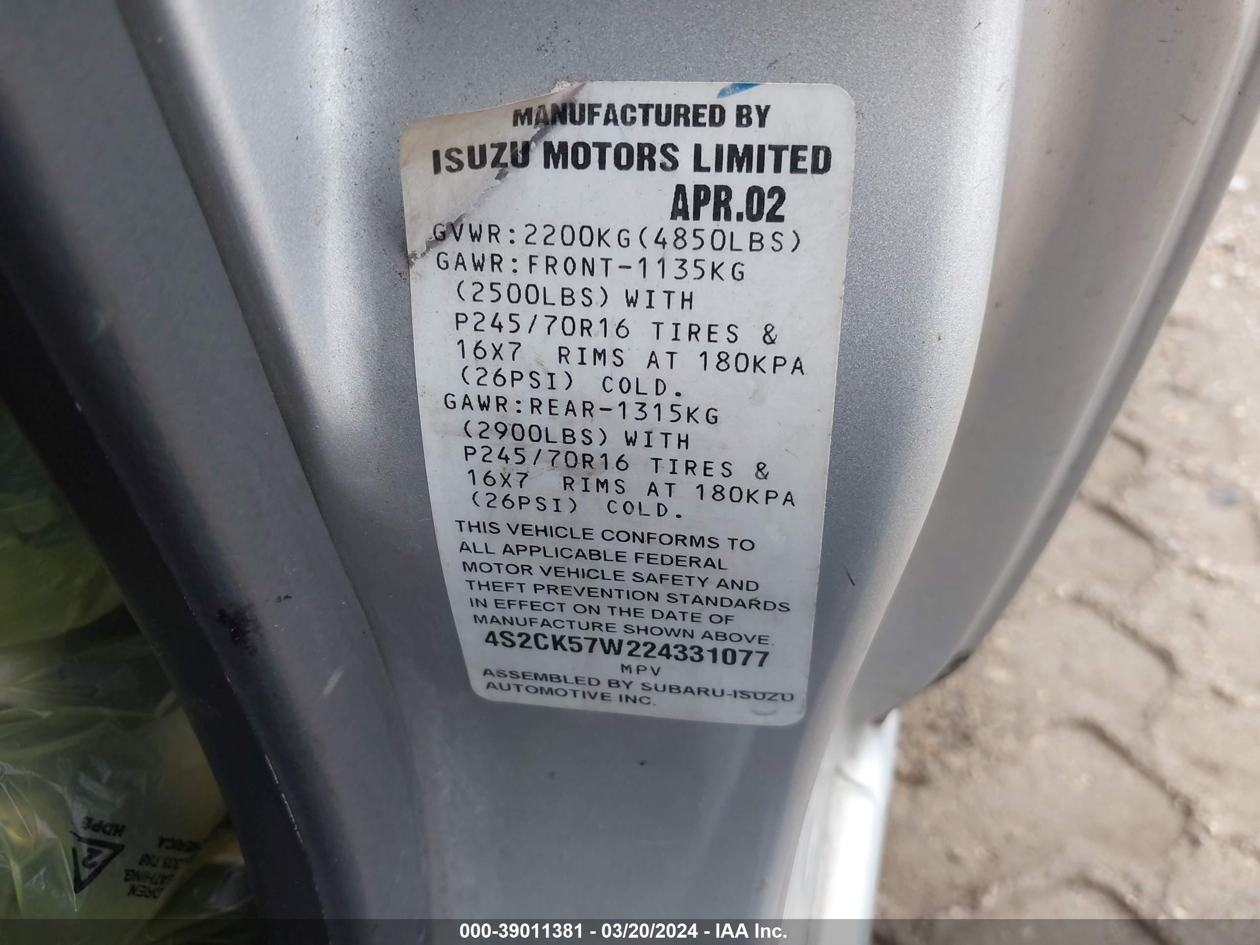 Photo 9 VIN: 4S2CK57W224331077 - ISUZU NULL 