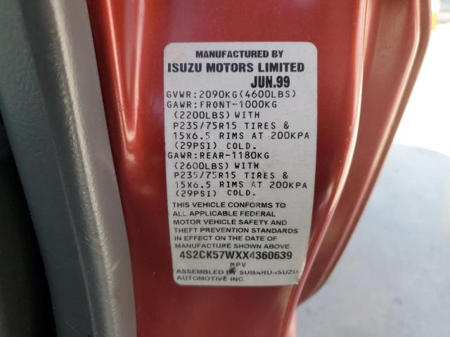 Photo 12 VIN: 4S2CK57WXX4360639 - ISUZU AMIGO 