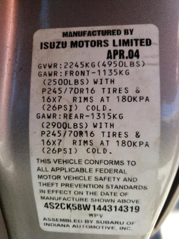 Photo 12 VIN: 4S2CK58W144314319 - ISUZU RODEO 