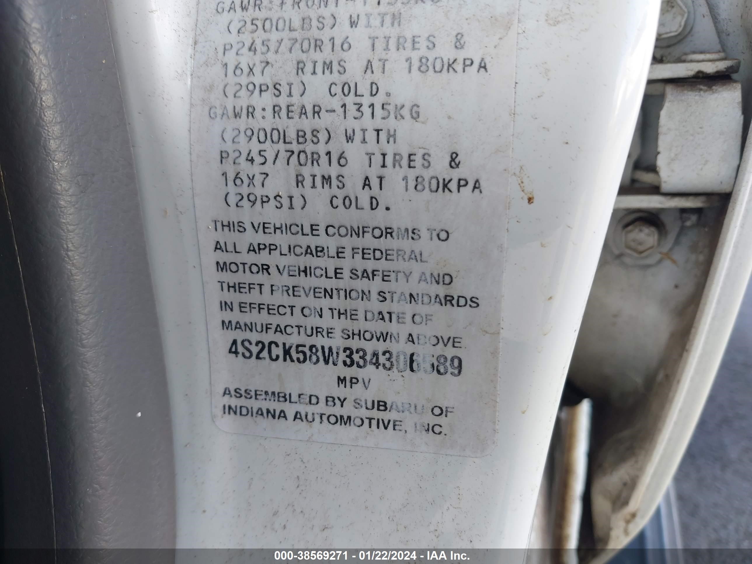 Photo 8 VIN: 4S2CK58W334306589 - ISUZU RODEO 