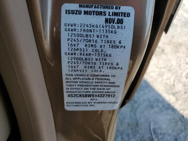 Photo 12 VIN: 4S2CK58W514327912 - ISUZU RODEO 