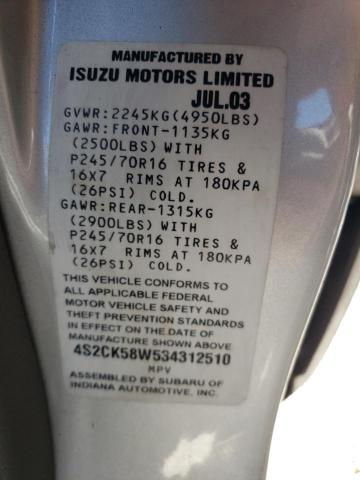 Photo 9 VIN: 4S2CK58W534312510 - ISUZU RODEO S 