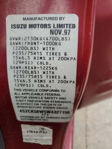 Photo 11 VIN: 4S2CK58W5W4327156 - ISUZU RODEO 