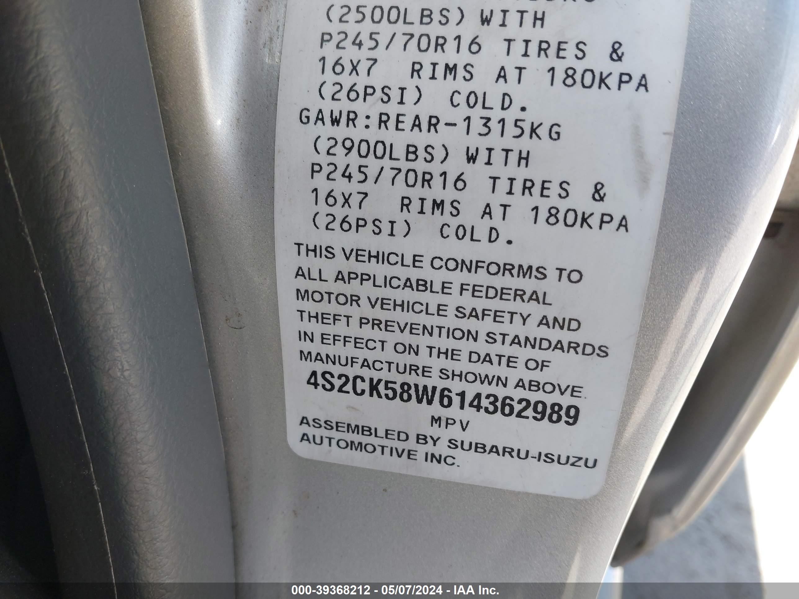 Photo 8 VIN: 4S2CK58W614362989 - ISUZU RODEO 