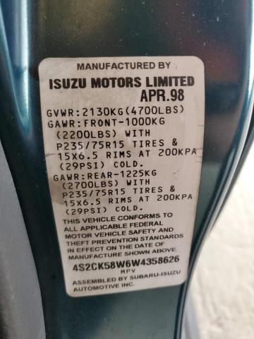 Photo 12 VIN: 4S2CK58W6W4358626 - ISUZU RODEO 