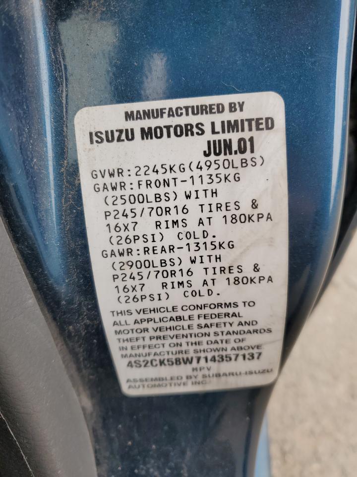 Photo 11 VIN: 4S2CK58W714357137 - ISUZU RODEO 