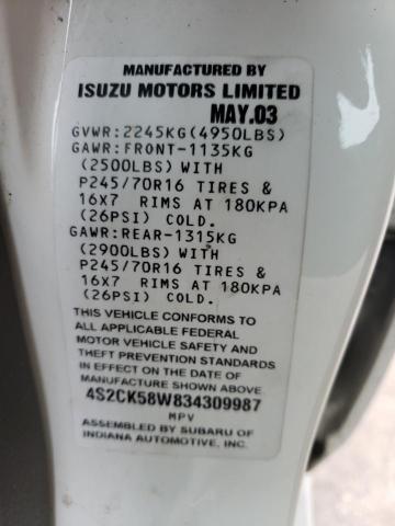 Photo 12 VIN: 4S2CK58W834309987 - ISUZU RODEO 