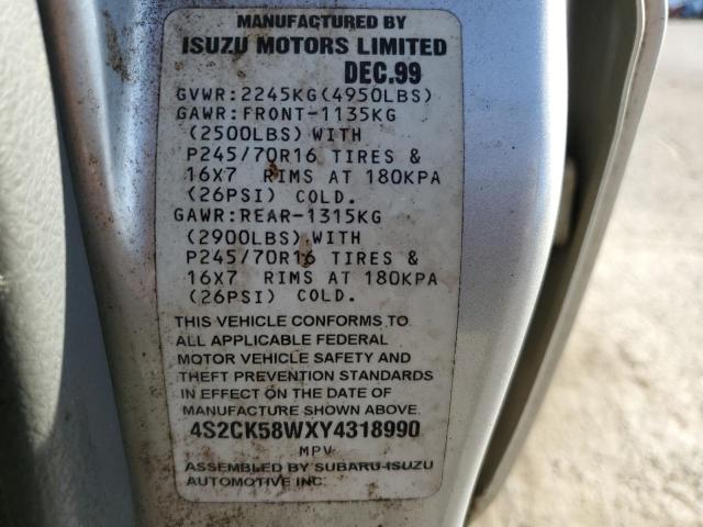 Photo 11 VIN: 4S2CK58WXY4318990 - ISUZU RODEO 