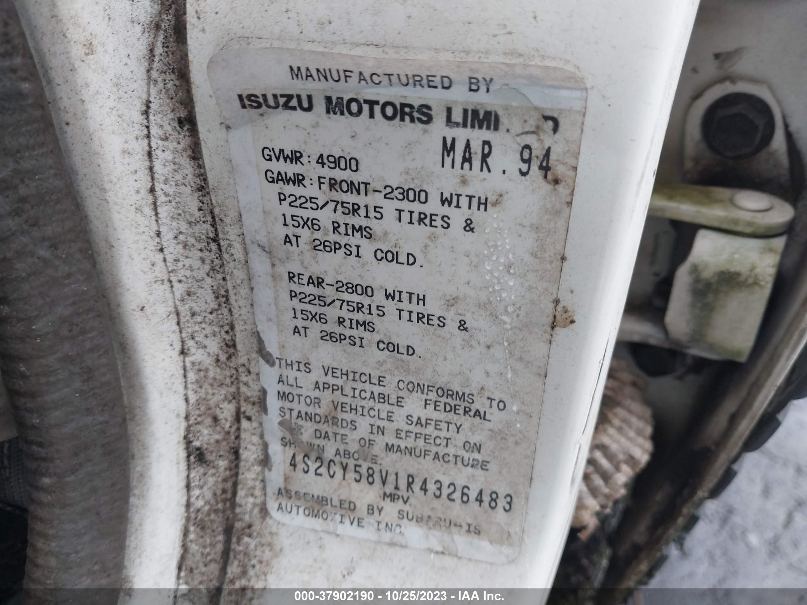 Photo 8 VIN: 4S2CY58V1R4326483 - ISUZU RODEO 