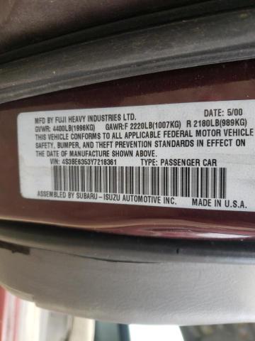 Photo 9 VIN: 4S3BE6353Y7218361 - SUBARU LEGACY L 